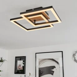 Plafonnier Walschbronn Led Brun, Couleur Bois, Noir, 1 Lumiere