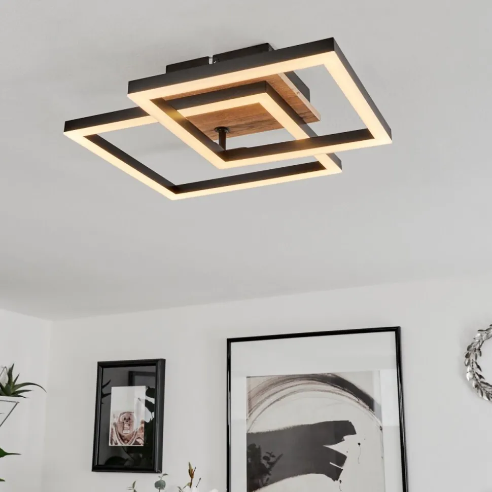 Plafonnier Walschbronn Led Brun, Couleur Bois, Noir, 1 Lumiere