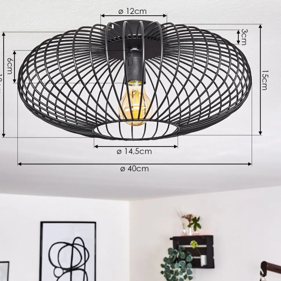 Plafonnier Wemude Noir, 1 Lumiere