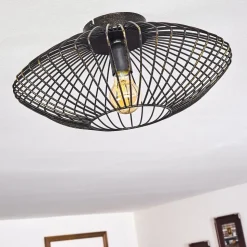 Plafonnier Wemude Noir Dore, 1 Lumiere