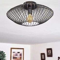 Plafonnier Wemude Noir Dore, 1 Lumiere
