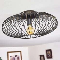 Plafonnier Wemude Noir Dore, 1 Lumiere
