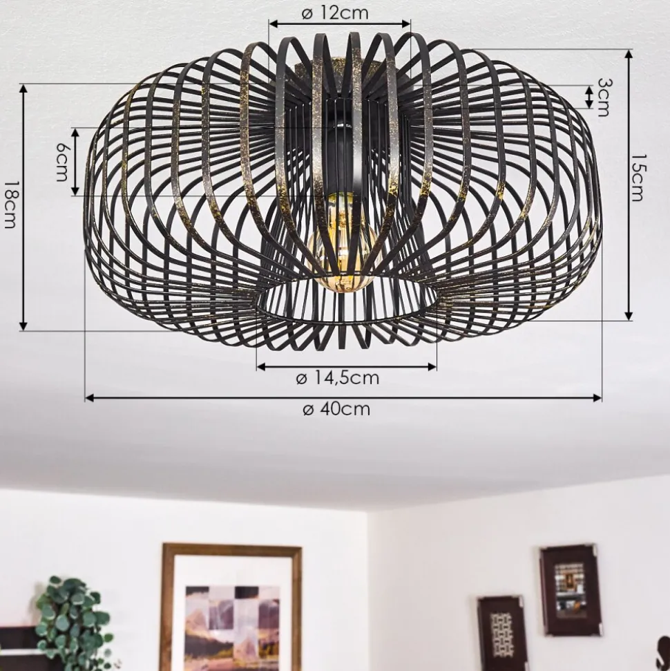 Plafonnier Wemude Noir Dore, 1 Lumiere