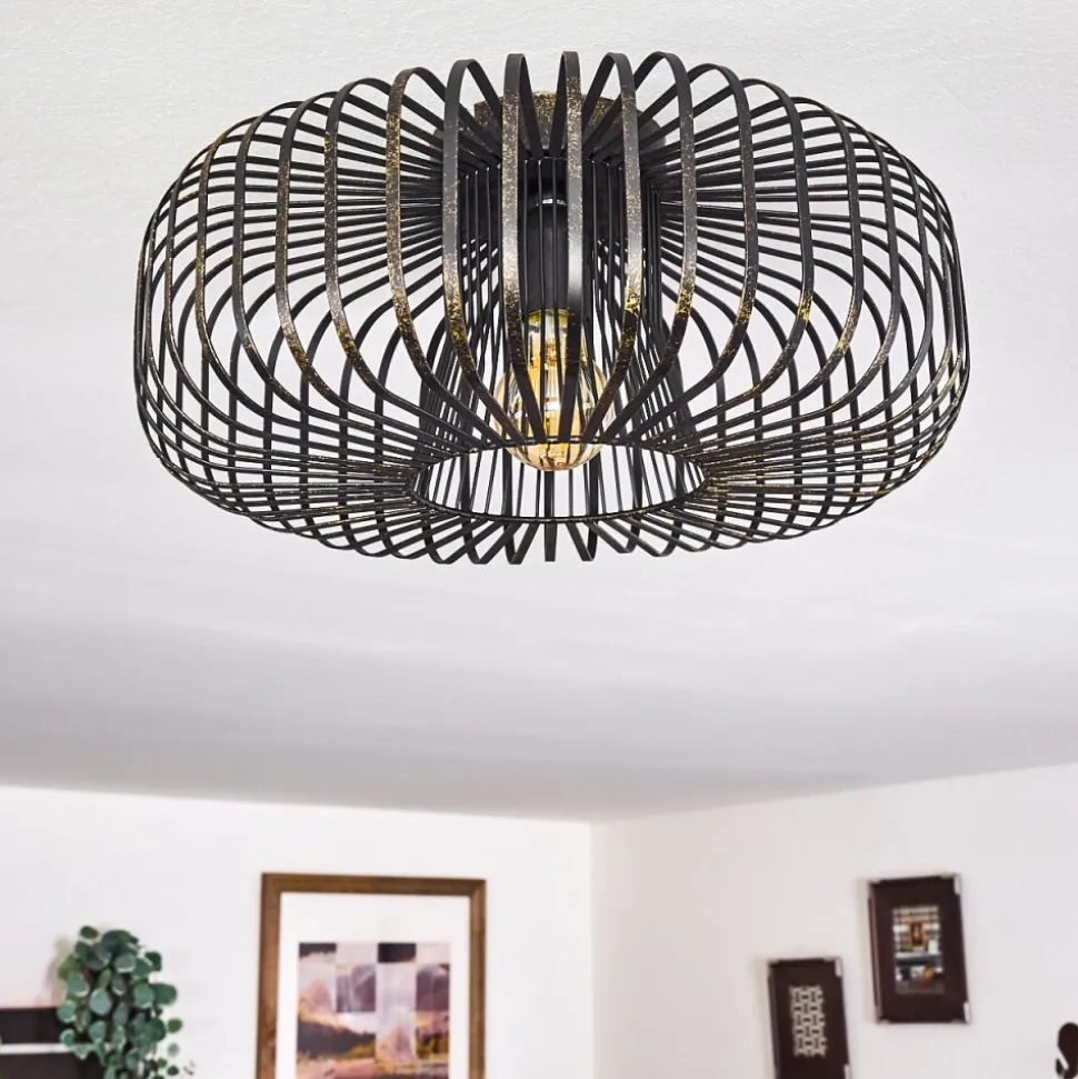 Plafonnier Wemude Noir Dore, 1 Lumiere
