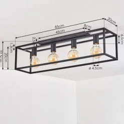 Plafonnier Wick Noir, 4 Lumieres