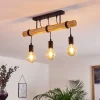 Plafonnier Yaak Bois Clair, Noir, 3 Lumieres