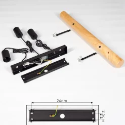 Plafonnier Yaak Bois Clair, Noir, 3 Lumieres
