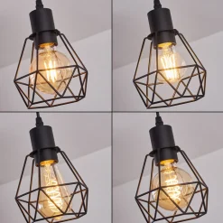 Plafonnier Yaak Bois Clair, Noir, 3 Lumieres