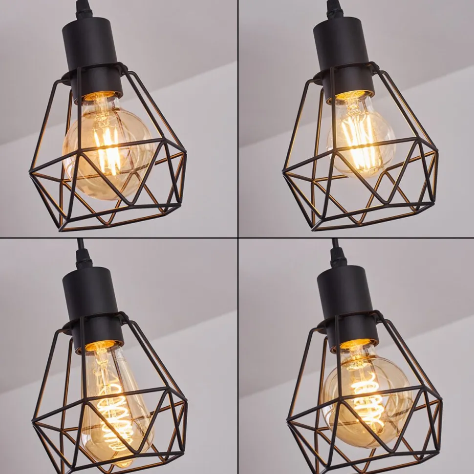 Plafonnier Yaak Bois Clair, Noir, 3 Lumieres