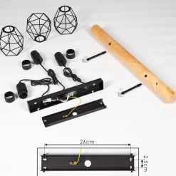 Plafonnier Yaak Bois Clair, Noir, 3 Lumieres