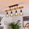 Plafonnier Yaak Bois Clair, Noir, 4 Lumieres