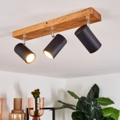 Plafonnier Zuoz Bois Clair, 3 Lumieres
