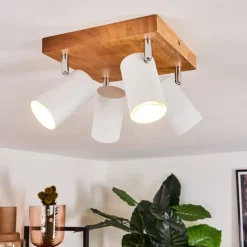 Plafonnier Zuoz Bois Clair, 4 Lumieres