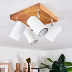 Plafonnier Zuoz Bois Clair, 4 Lumieres