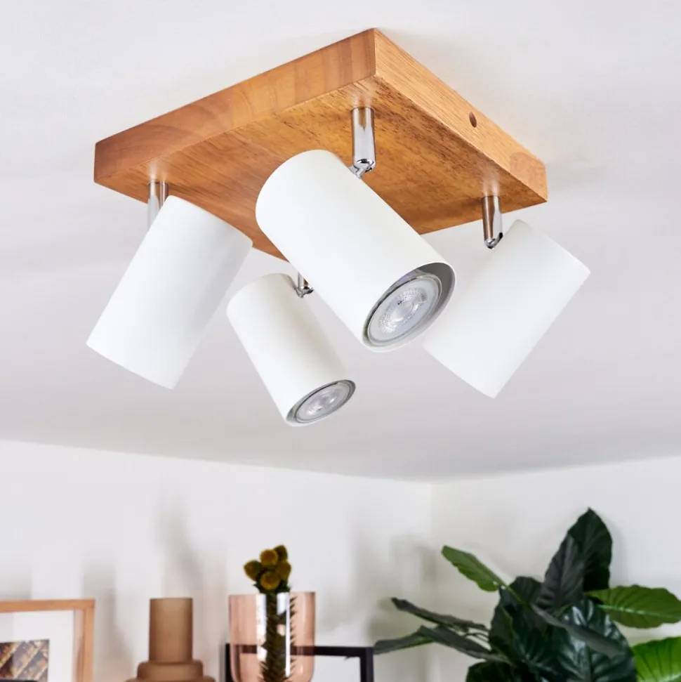 Plafonnier Zuoz Bois Clair, 4 Lumieres