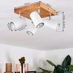 Plafonnier Zuoz Bois Clair, 4 Lumieres