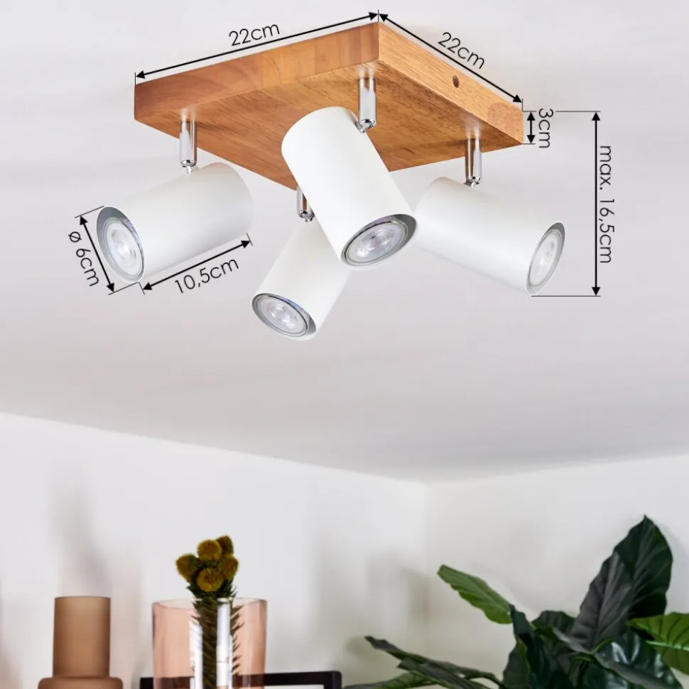 Plafonnier Zuoz Bois Clair, 4 Lumieres