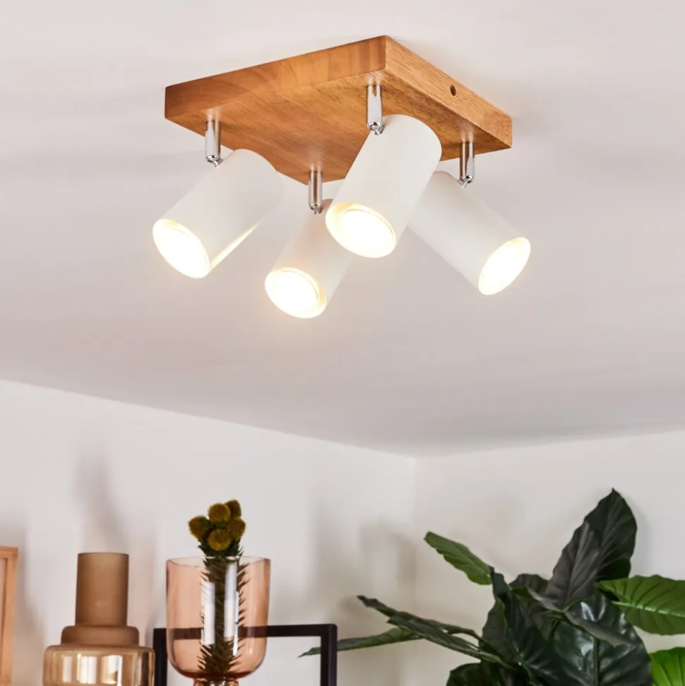 Plafonnier Zuoz Bois Clair, 4 Lumieres