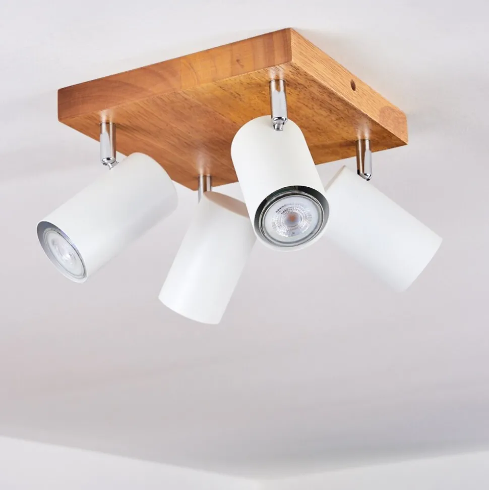 Plafonnier Zuoz Bois Clair, 4 Lumieres