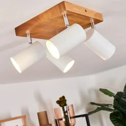 Plafonnier Zuoz Bois Clair, 4 Lumieres