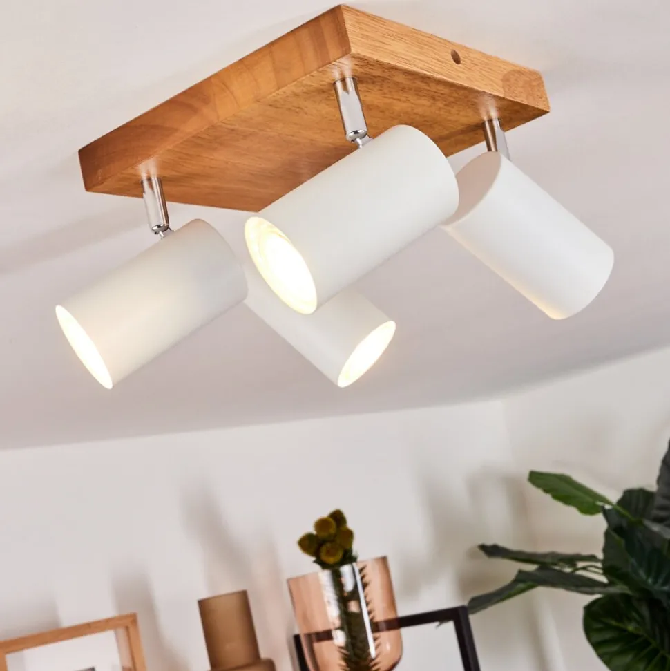 Plafonnier Zuoz Bois Clair, 4 Lumieres