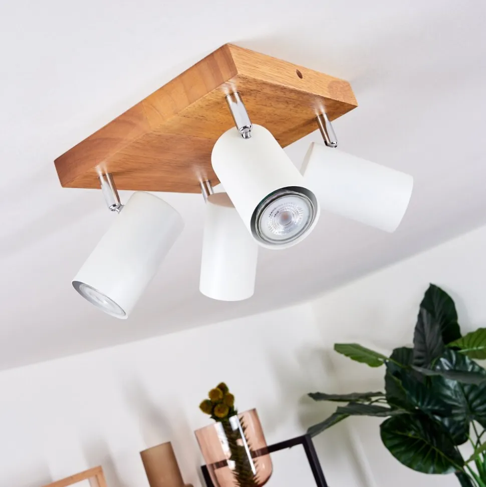 Plafonnier Zuoz Bois Clair, 4 Lumieres