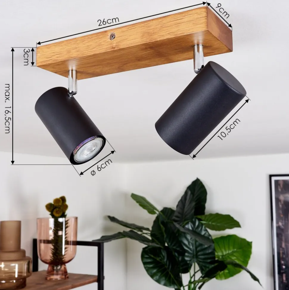 Plafonnier Zuoz Bois Clair, 2 Lumieres