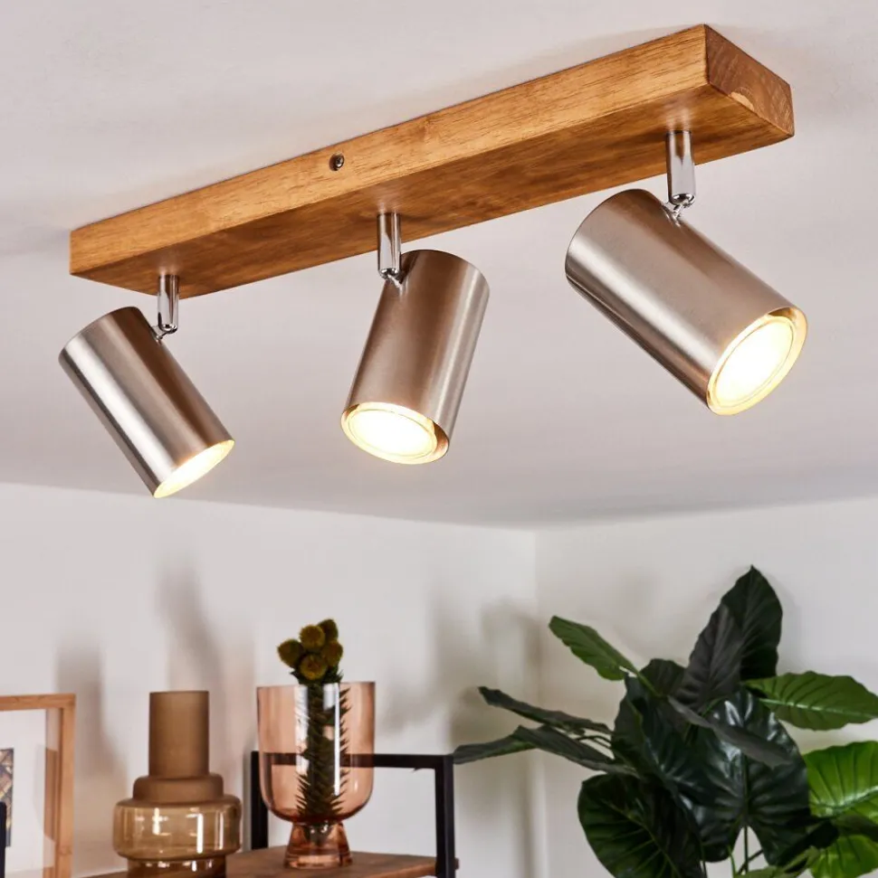 Plafonnier Zuoz Bois Clair, 3 Lumieres