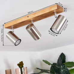 Plafonnier Zuoz Bois Clair, 3 Lumieres