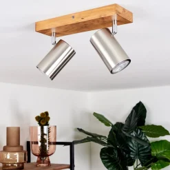 Plafonnier Zuoz Bois Clair, 2 Lumieres