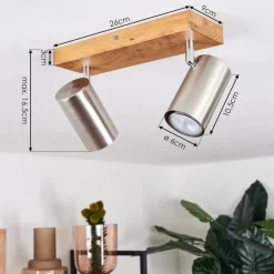 Plafonnier Zuoz Bois Clair, 2 Lumieres