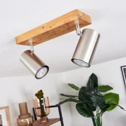 Plafonnier Zuoz Bois Clair, 2 Lumieres
