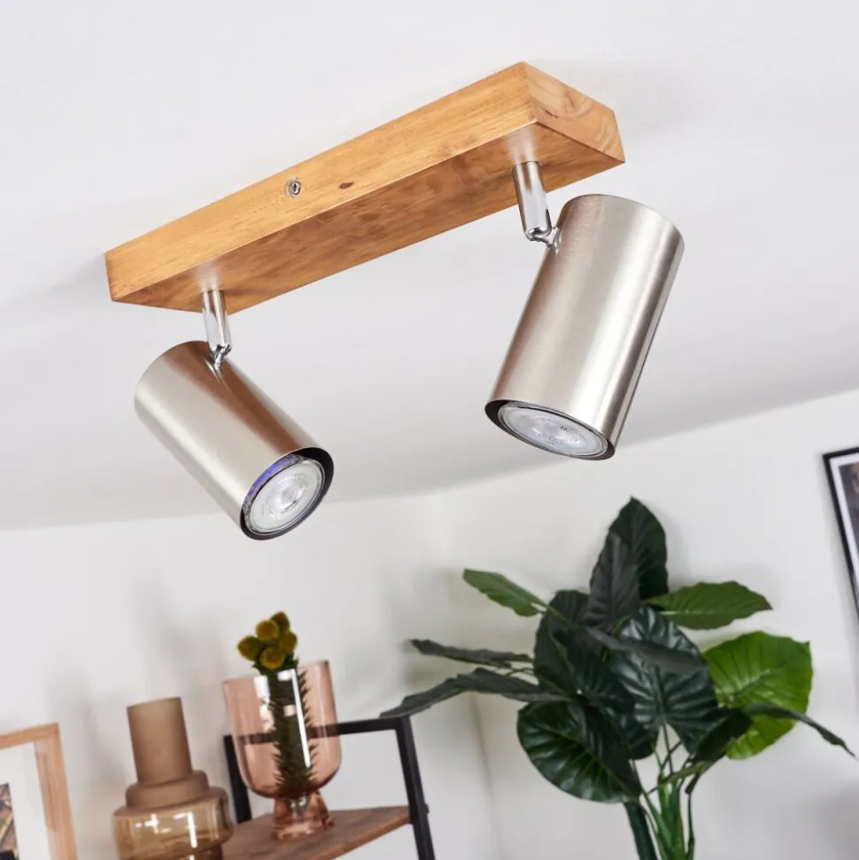 Plafonnier Zuoz Bois Clair, 2 Lumieres