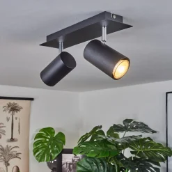 Plafonnier Zuoz Chrome, Noir, 2 Lumieres