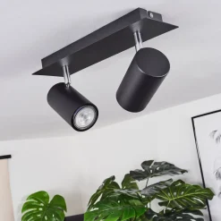 Plafonnier Zuoz Chrome, Noir, 2 Lumieres