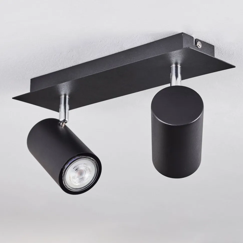 Plafonnier Zuoz Chrome, Noir, 2 Lumieres