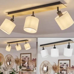 Plafonnieralsen Bois Clair, Noir, 3 Lumieres