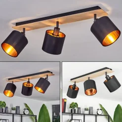 Plafonnieralsen Bois Clair, Noir, 3 Lumieres