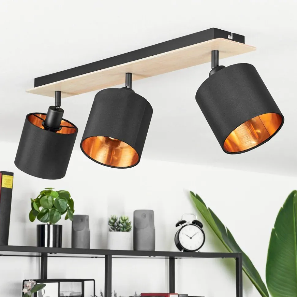 Plafonnieralsen Bois Clair, Noir, 3 Lumieres