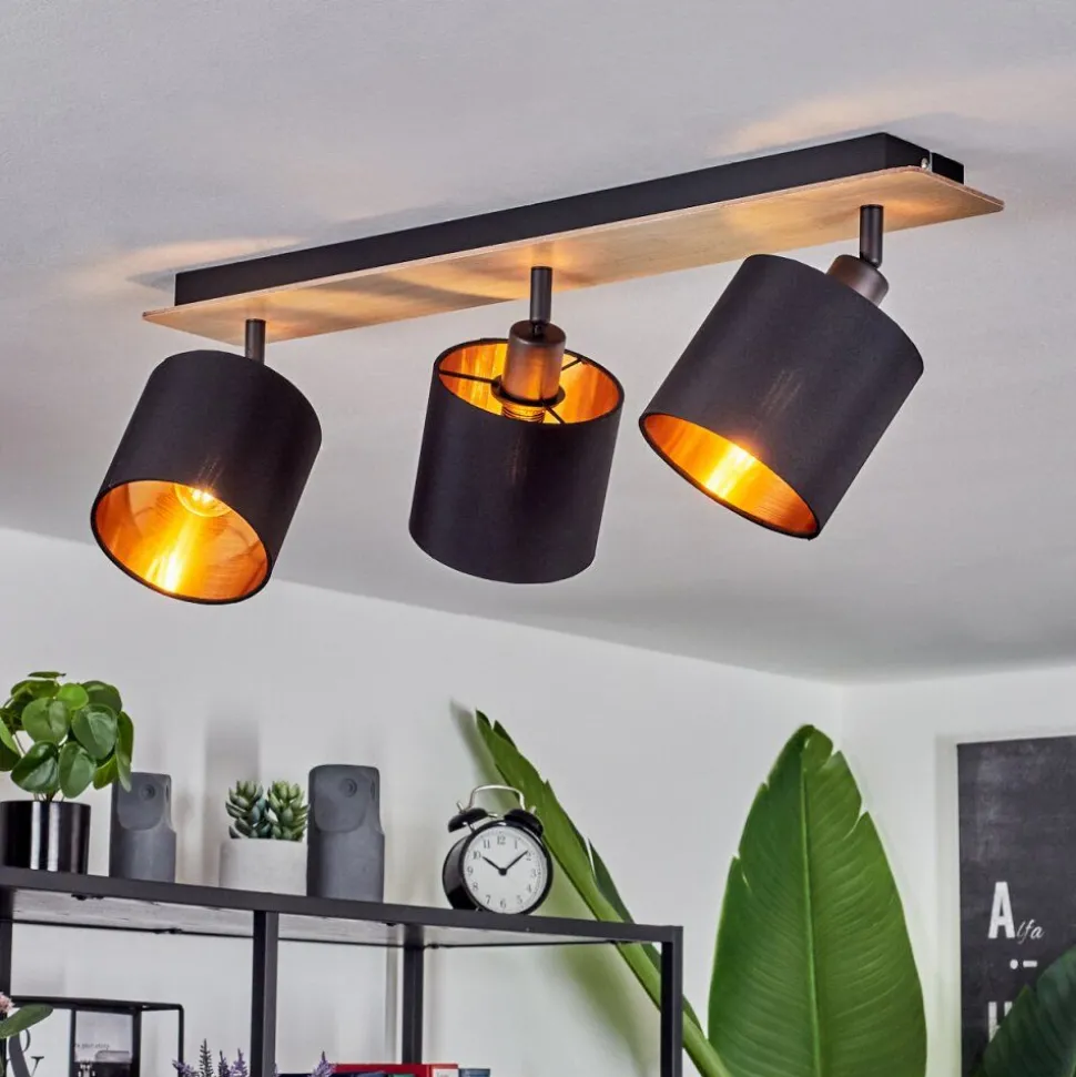 Plafonnieralsen Bois Clair, Noir, 3 Lumieres