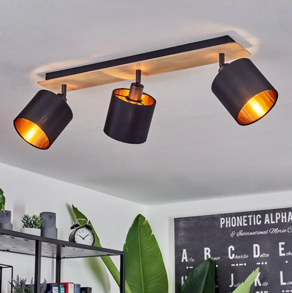 Plafonnieralsen Bois Clair, Noir, 3 Lumieres