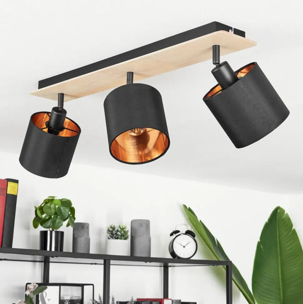 Plafonnieralsen Bois Clair, Noir, 3 Lumieres