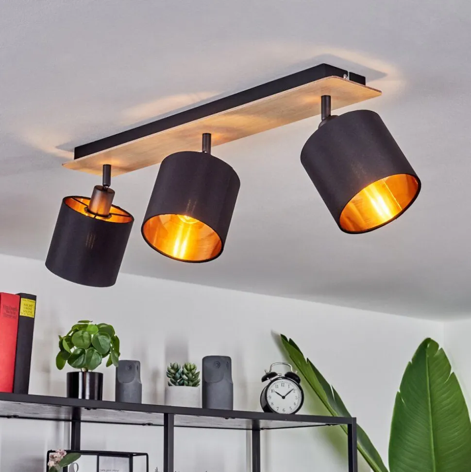 Plafonnieralsen Bois Clair, Noir, 3 Lumieres