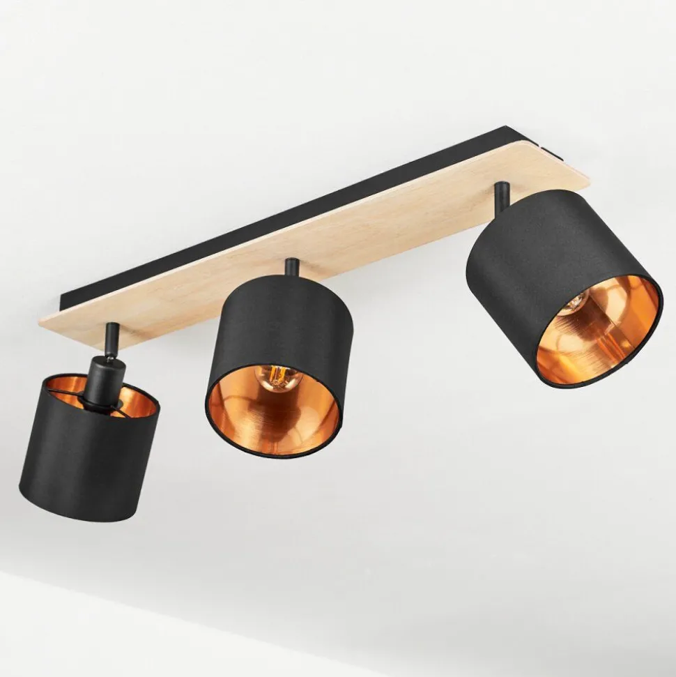 Plafonnieralsen Bois Clair, Noir, 3 Lumieres