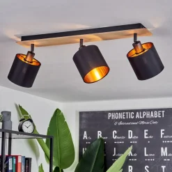 Plafonnieralsen Bois Clair, Noir, 3 Lumieres