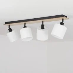 Plafonnieralsen Bois Clair, Noir, 4 Lumieres