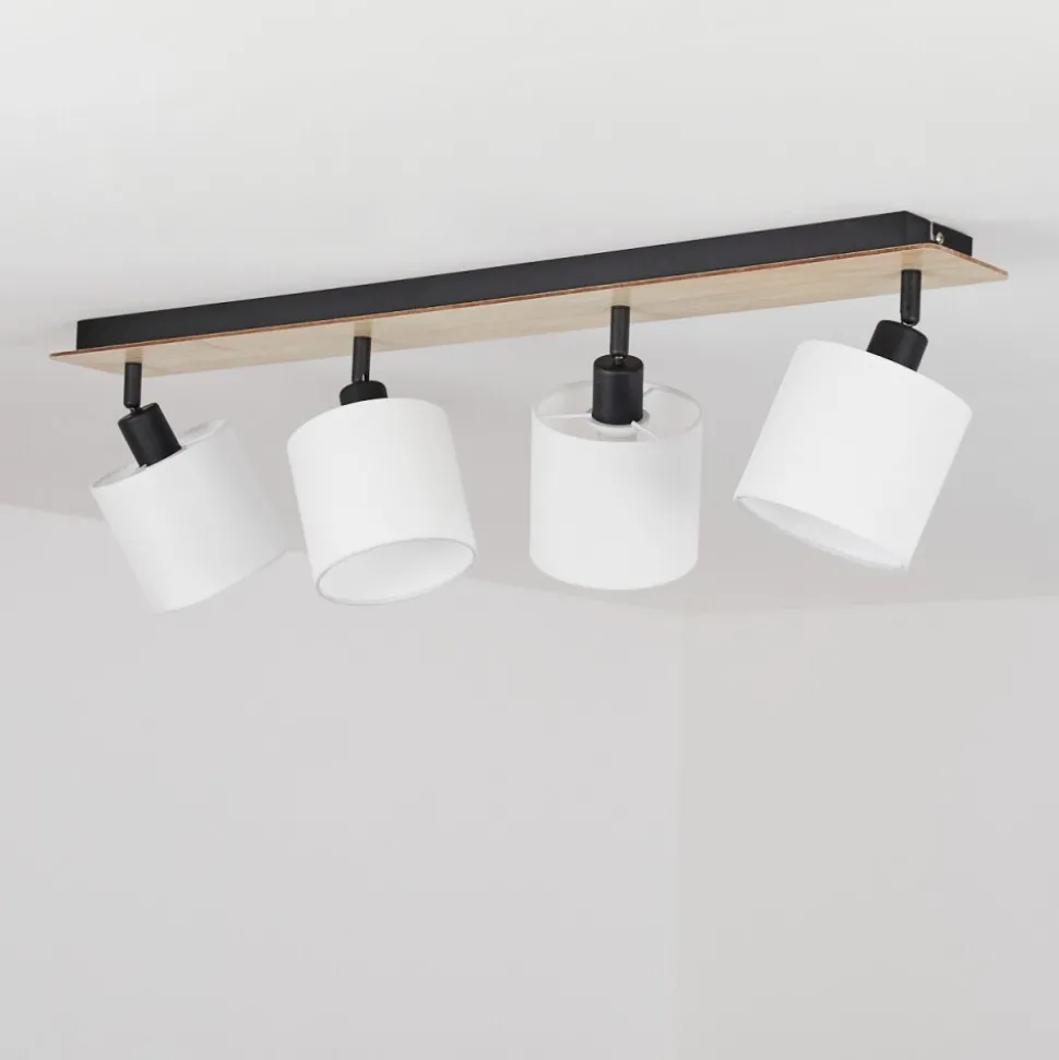 Plafonnieralsen Bois Clair, Noir, 4 Lumieres