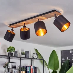 Plafonnieralsen Bois Fonce, Noir, 4 Lumieres