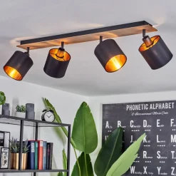 Plafonnieralsen Bois Fonce, Noir, 4 Lumieres