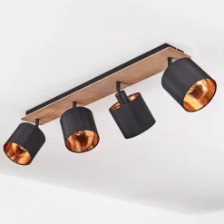 Plafonnieralsen Bois Fonce, Noir, 4 Lumieres